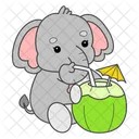 Coconut Straw Umbrella Icon