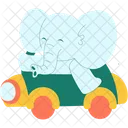 Elephant In A Small Car Elephant Festival Icon