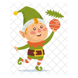 Elf Holding Christmas Ball  Icon