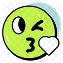 Emoticono de beso y guiño  Icono