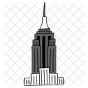 Black Monochrome Empire State Building Illustration Landmarks Icons Icon