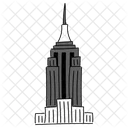 Black Monochrome Empire State Building Illustration Landmarks Icons Symbol