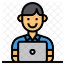 Empleado Trabajador Portatil Icono