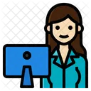 Working Computer Woman Activity Lifestyle Time Office Icon