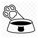 Empreinte de patte de chat avec bol de nourriture  Icône