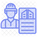 Icone De Linha Duotonica Do Empreiteiro De Construcao Icon