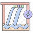 Energiespar Wasserkraft Linear Farbsymbol Symbol