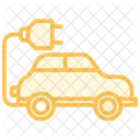 Energy Saving Electric Car Duotone Line Icon Icon