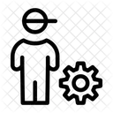 Engenheiro Trabalhador Roda Dentada Ícone