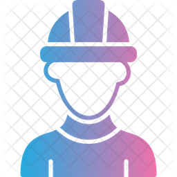 Engineer Avatar, Architect in Helmet Thin Line Flat Color Icon