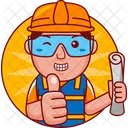 Cartoon Illustration Engineer Icon