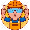 Cartoon Illustration Engineer Icon