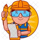 Cartoon Illustration Engineer Icon