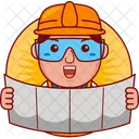 Cartoon Illustration Engineer Icon