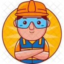 Cartoon Illustration Engineer Icon
