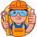 Cartoon Illustration Engineer Icon