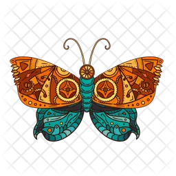 Enigmatic Butterfly in Steampunk Style  Icon