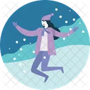 Woman Jump Snow Icon