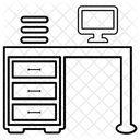Escritorio de oficina con computadora  Icon