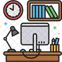 Escritorio Lugar De Trabajo Vida De Oficina Icono