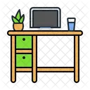 Escritorio De Trabajo Lugar De Trabajo Escritorio Icono