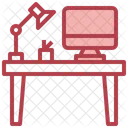 Escritorio De Trabajo Escritorio Para Computadora Lampara De Escritorio Icono
