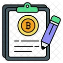 Escritura Bitcoin Portapapeles Documento Icono