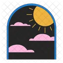 Esoteric window frame with clouds sun  Icon