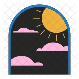 Esoteric window frame with clouds sun  Icon