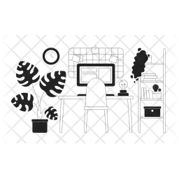 Espacio de trabajo estético y acogedor en casa.  Icono