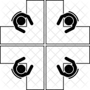 Espaco De Trabalho Para Quatro Pessoas Quatro Pessoas Trabalhando Mesa De Quatro Cantos Ícone