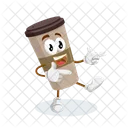 Mascota Del Logotipo De Espresso En Pose Alta Icono
