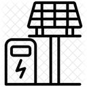 Icone De Linha De Estacao De Energia Solar Ícone