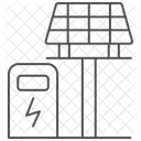 Icone De Linha Fina De Estacao De Energia Solar Ícone