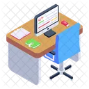 Espacio De Trabajo Estacion De Trabajo Escritorio De Empleado Icono