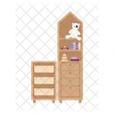 Estantería con juguetes y libros.  Icono
