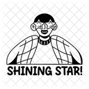 Estrella Brillante Sonriente Personaje Genial Icono