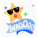 Palabra Wao Emoji Estrella Emoticon Estrella Icono