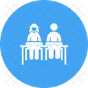 Alunos Sentado Estudo Ícone
