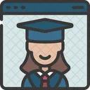 Mujer Estudiante Elearning Icono