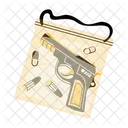Evidence Bag Traces Gun Icon