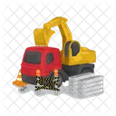 Excavator Truck Construction Vehicle Crane Icon