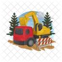 Excavator Truck Construction Vehicle Crane Icon