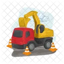 Excavator Truck Construction Vehicle Crane Icon