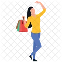 Excited Girl Shopping Girl Shopping Bags Icon
