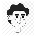 Excited wavy haired male employee monochrome  Icon