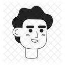 Excited wavy haired male employee monochrome  Symbol
