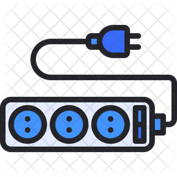 Extension Cord Icon - Download in Colored Outline Style