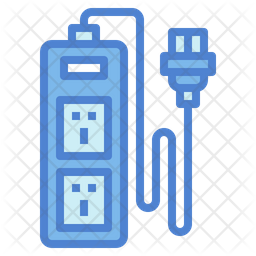 Extension Cord Icon - Download in Colored Outline Style