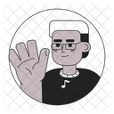 Eyeglasses black guy waving hand greeting  Icône